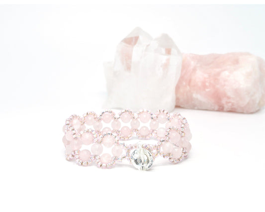 rose quartz bracelet . pink gemstone bracelet . pink bracelet . love . quartz bracelet . quartz jewelry . rose quartz jewelry . nickel free