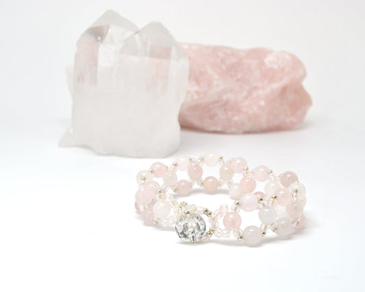 rose quartz bracelet . pink gemstone bracelet . pastel pink bracelet . love . quartz bracelet . quartz jewelry . rose quartz jewelry .