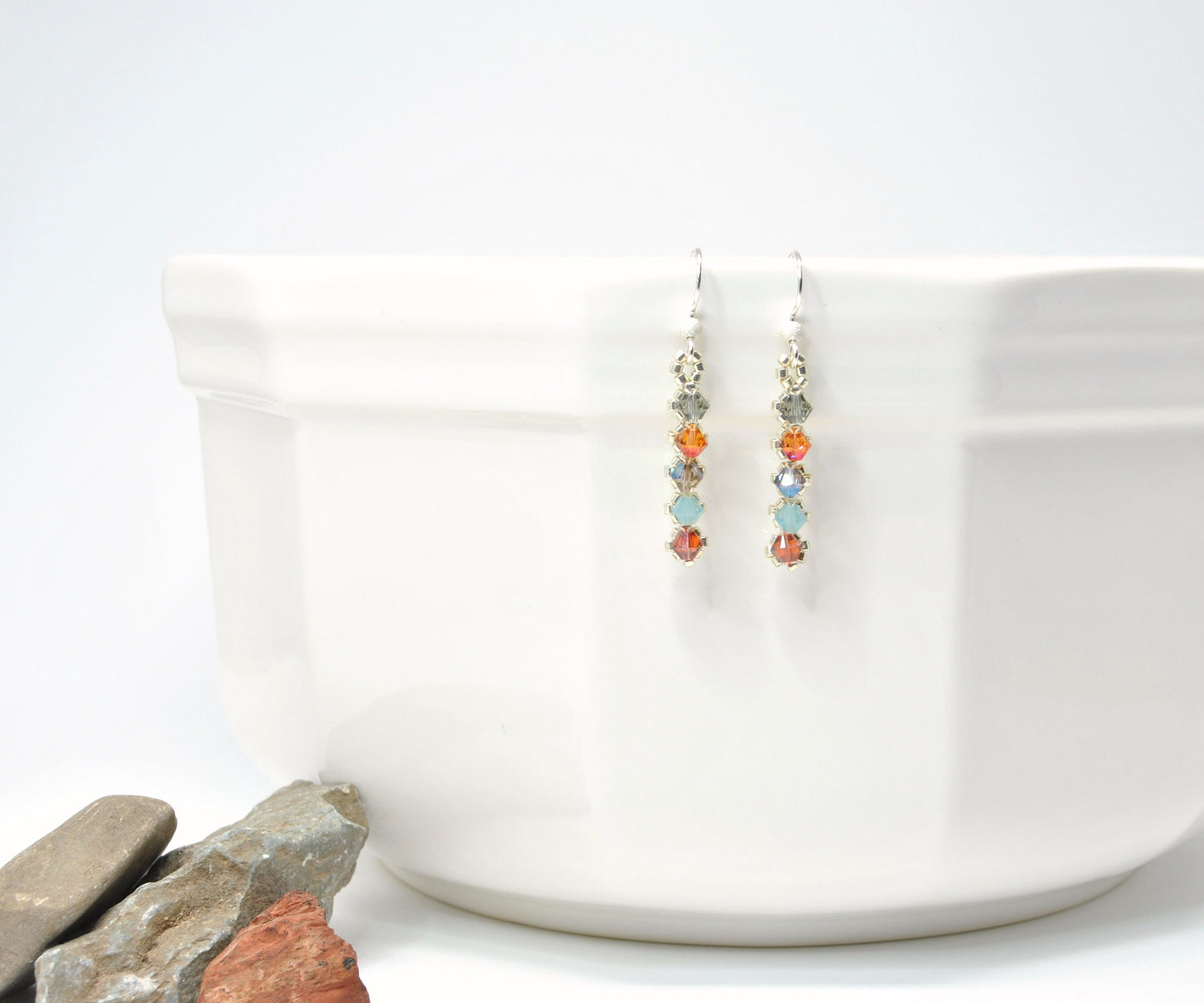 glacier national park . delicate drop earrings . nickel free . montana gift . turquoise, orange, red, bronze, gold . national park gift