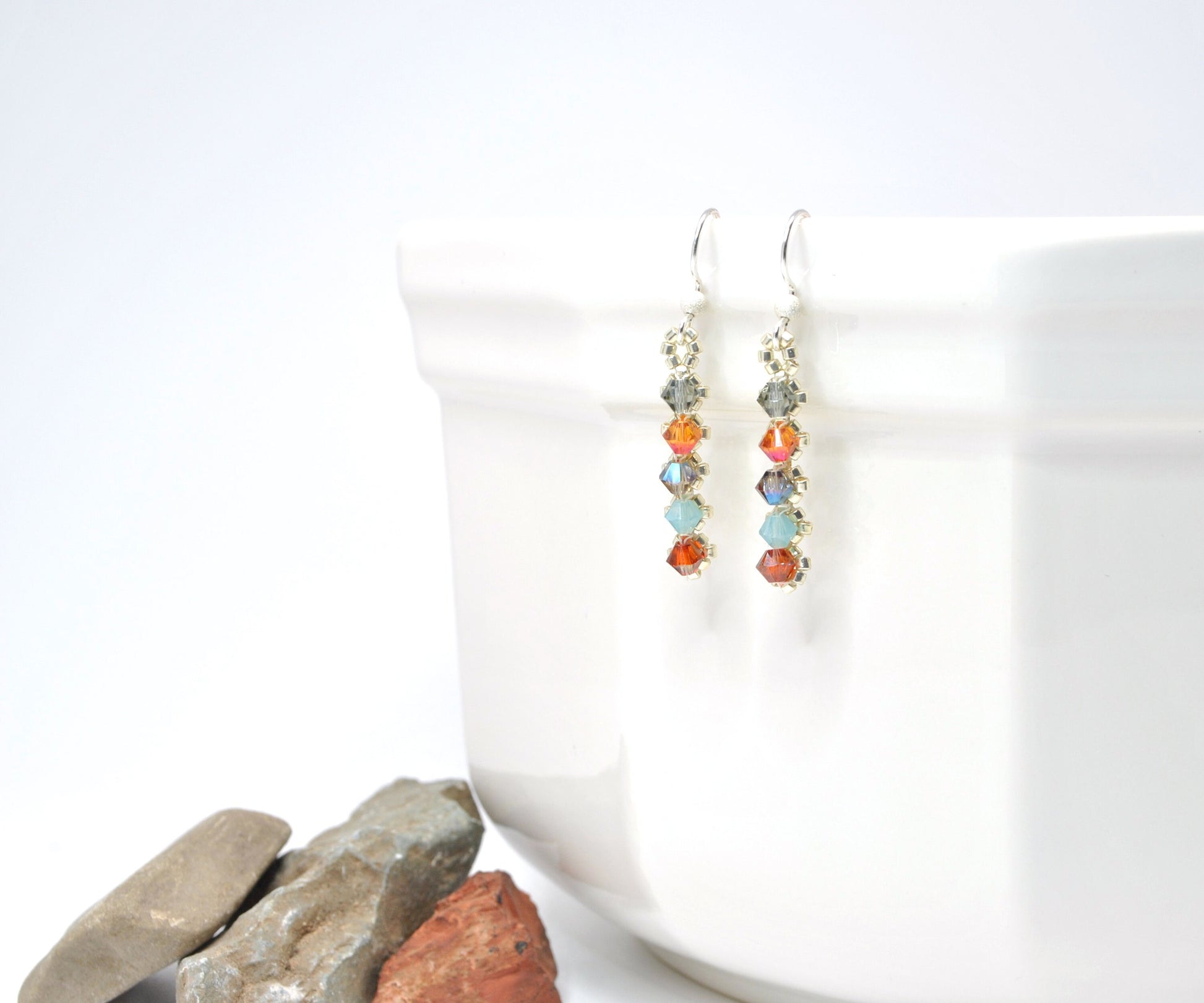 glacier national park . delicate drop earrings . nickel free . montana gift . turquoise, orange, red, bronze, gold . national park gift