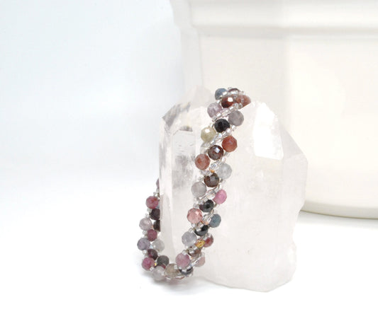 pink mix tourmaline . gemstone bracelet . tourmaline bracelet .