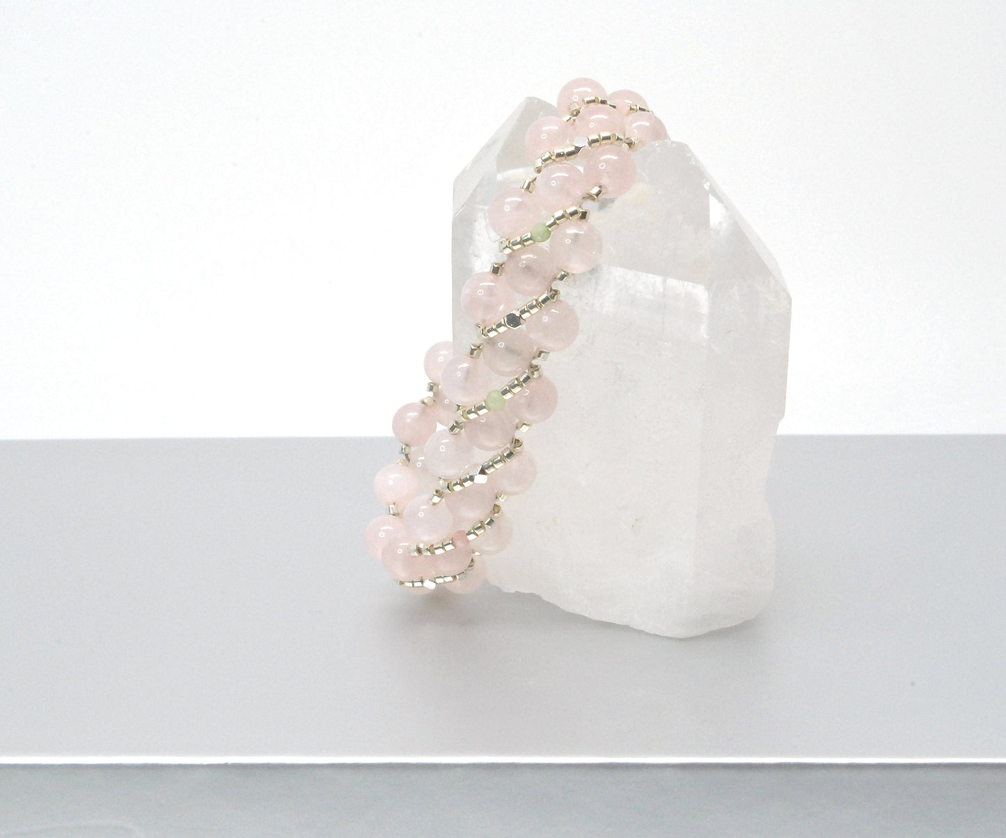 rose quartz & beryl/morganite bracelet . pastel color bracelet . light pink bracelet .